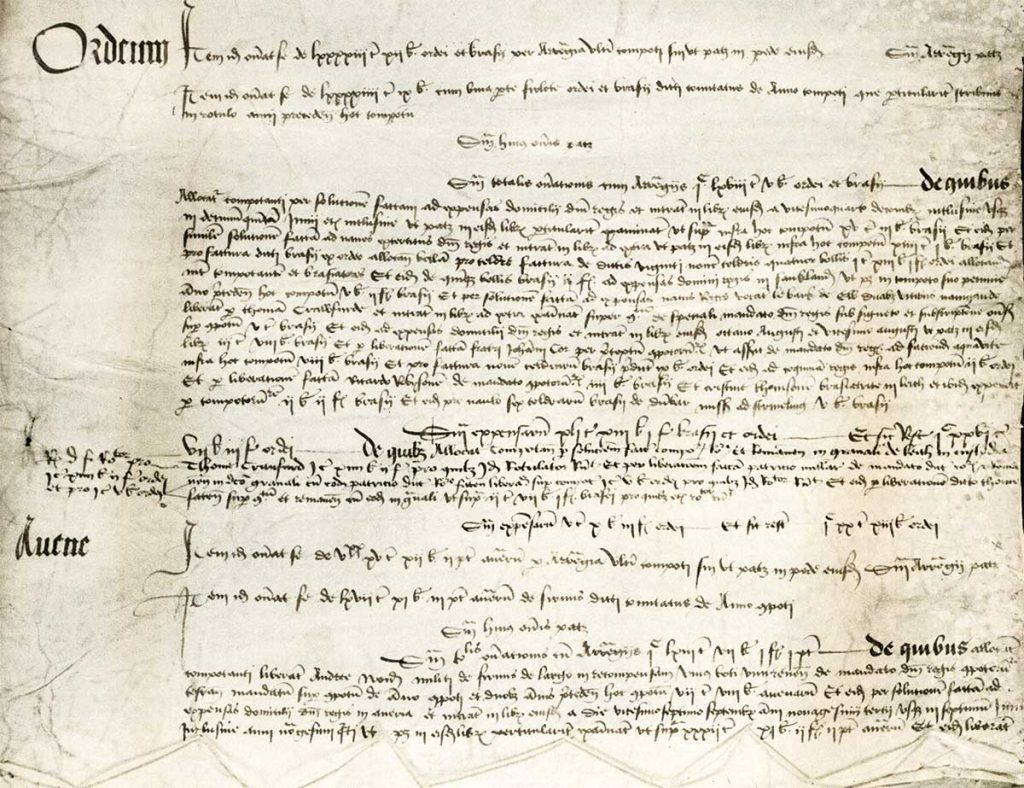 Historia del whisky registro contable año 1494