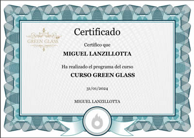 Certificado de curso online vasos reciclados con botellas de whisky